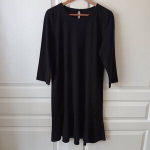 J. Jill Ponte Women's Black Ponte Knit Flounce Hem Dress Size M